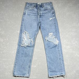 AGOLDE 90's Mid Rise Loose Fit Jeans Fall Out Size 27 Distressed Medium Wash